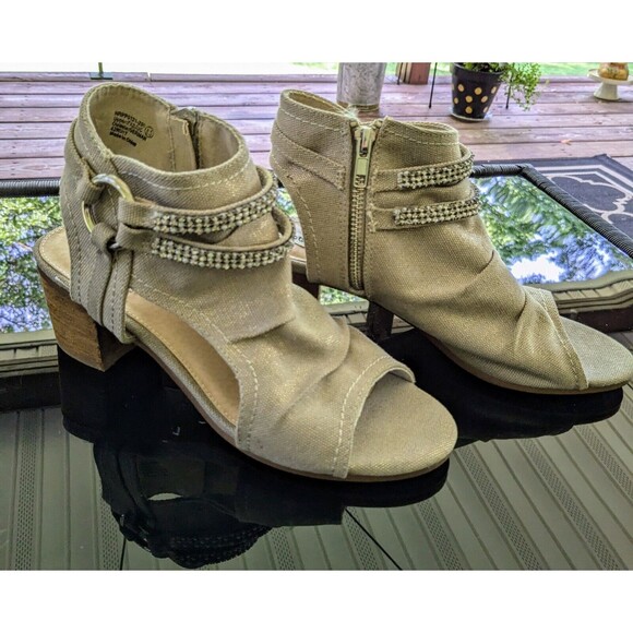 Not Rated Shoe Women's sz 8.5 Alma Rhinestone Harness Open Toe Beige Boot Casual - Picture 1 of 13